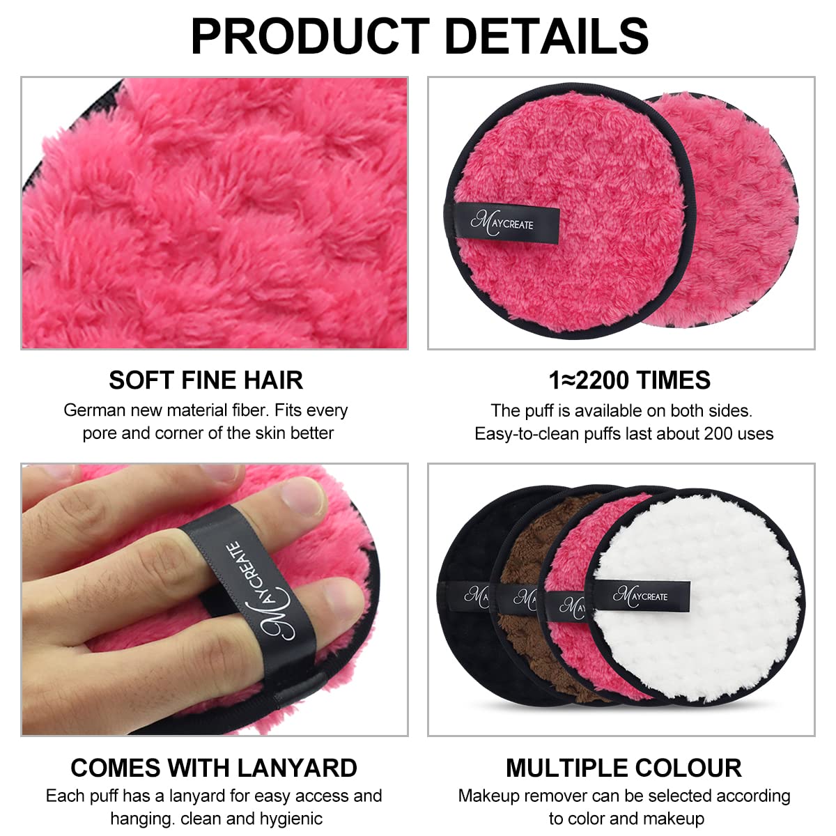 MAYCREATE 4 PCS Makeup Remover Cleansing Pads Set, Reusable Soft Double-Side & Easily Remove Stubborn Face or Eye Makeup & Suitable for Dry,Oily or Sensitive skin-Individually Package MAYCREATE 4 PCS Makeup Remover Cleansing Pads Set, Reusable Soft Double-Side & Easily Remove Stubborn Face or Eye Makeup & Suitable for Dry,Oily or Sensitive skin-Individually Package